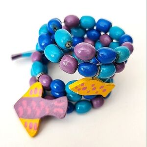 Fish Memory Wire Bead Bracelet